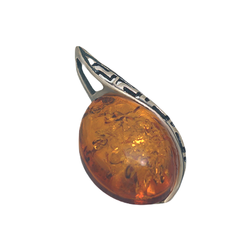 Silver pendant with amber_GZSB-005