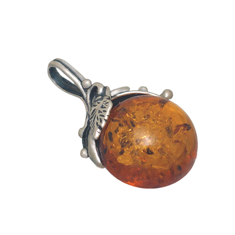 Silver pendant with amber_GZSB-006