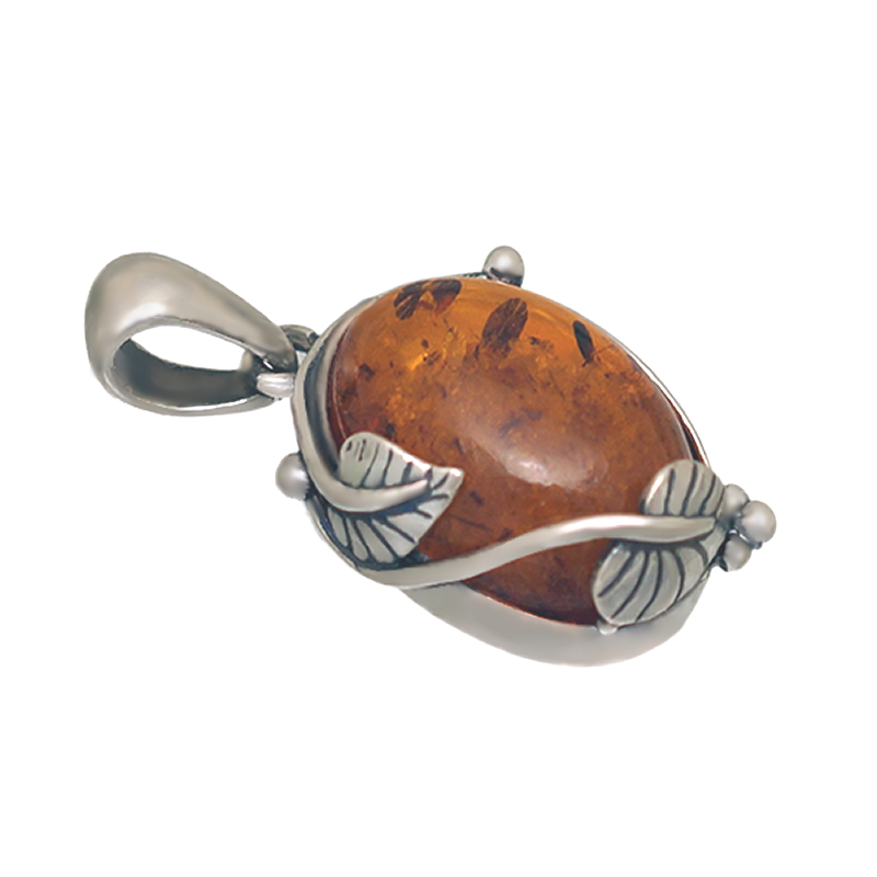 SILVER PENDANT WITH AMBER_GDSB-168