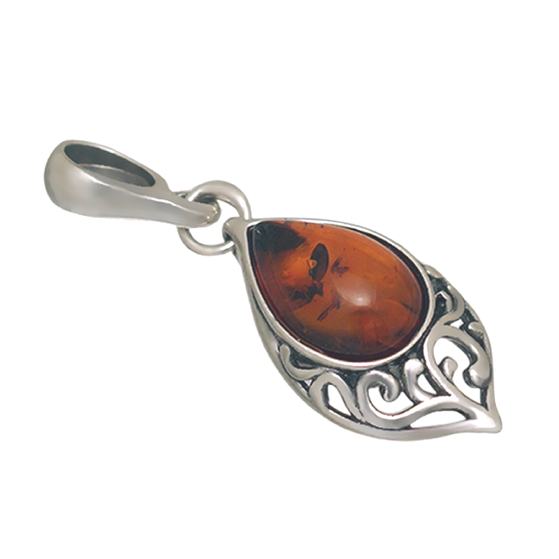 SILVER PENDANT WITH AMBER_GDSB-170