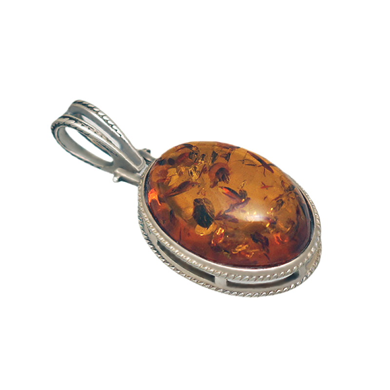 Pendentif en argent avec ambre_GZSB-001