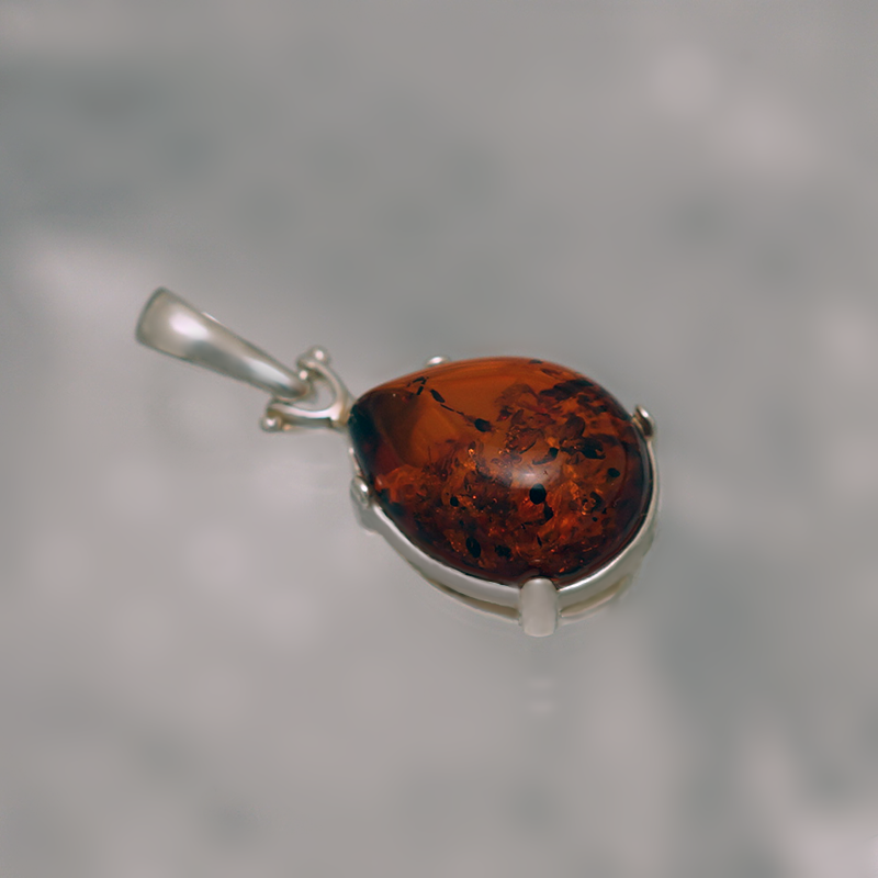 SILVER PENDANT WITH AMBER_GDSB-223